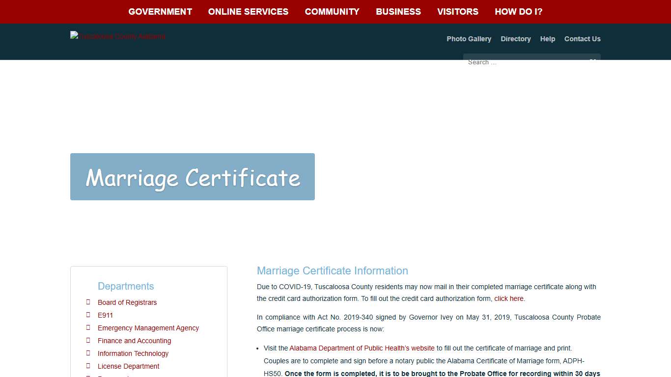Marriage Certificate - Tuscaloosa County Alabama